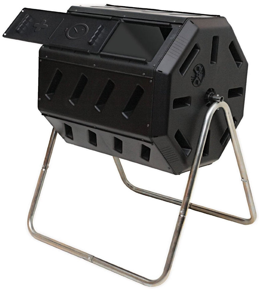 FCMP Outdoor IM4000 Dual Chamber Tumbling Composter Canadian-Made, 100% Recycled Resin - Outdoor Rotating Compost Tumbler Bin for Garden, Kitchen, and Yard Waste, Black (37 Gallon) 🍁 All In One Marketplace Canada
