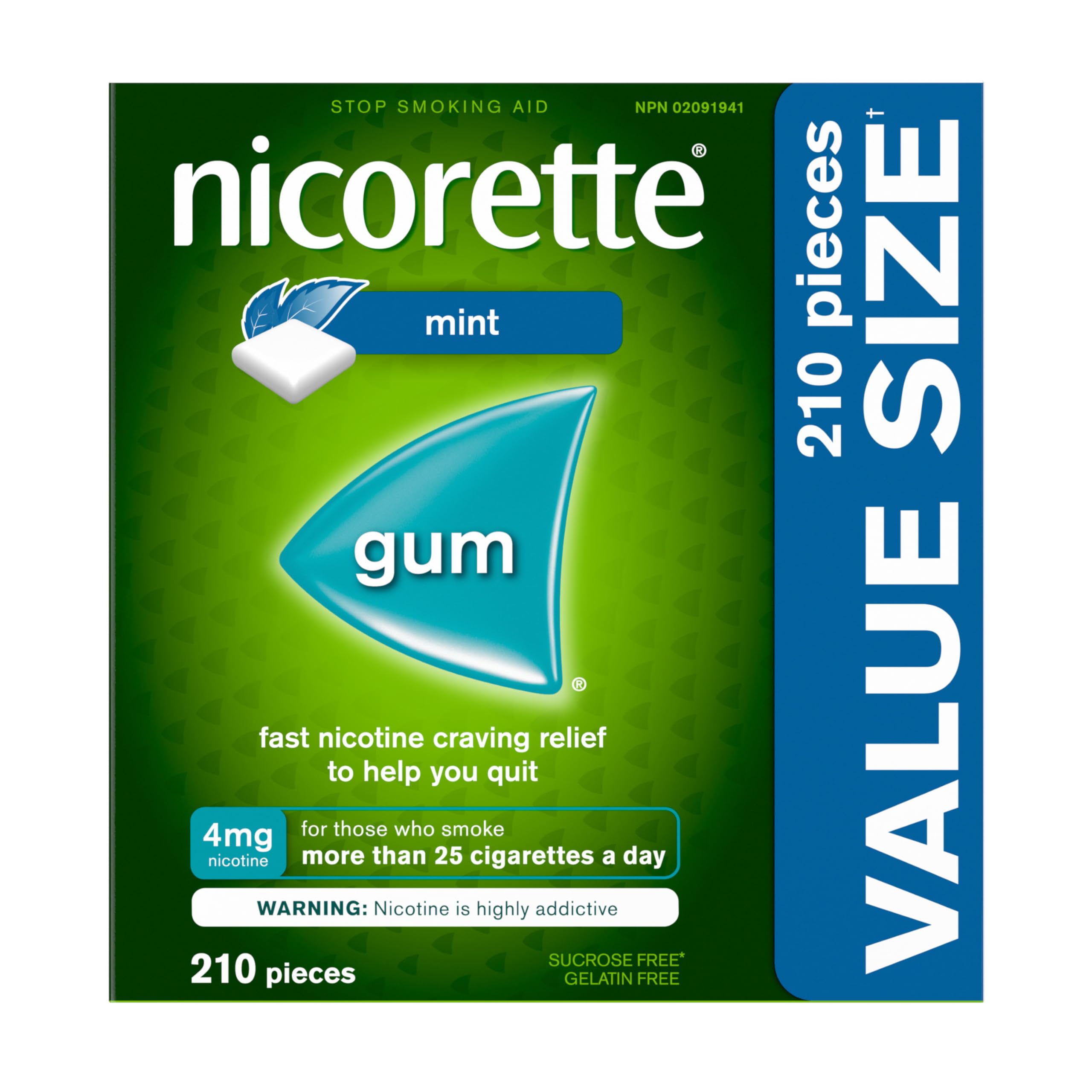 Nicorette 4mg Nicotine Gum, Mint – Quit Smoking Aid with Fast Craving and Withdrawal Relief, Nicotine Replacement Therapy (NRT), Teeth Whitening, 210 Pieces (Value Size) 🍁 All In One Marketplace Canada