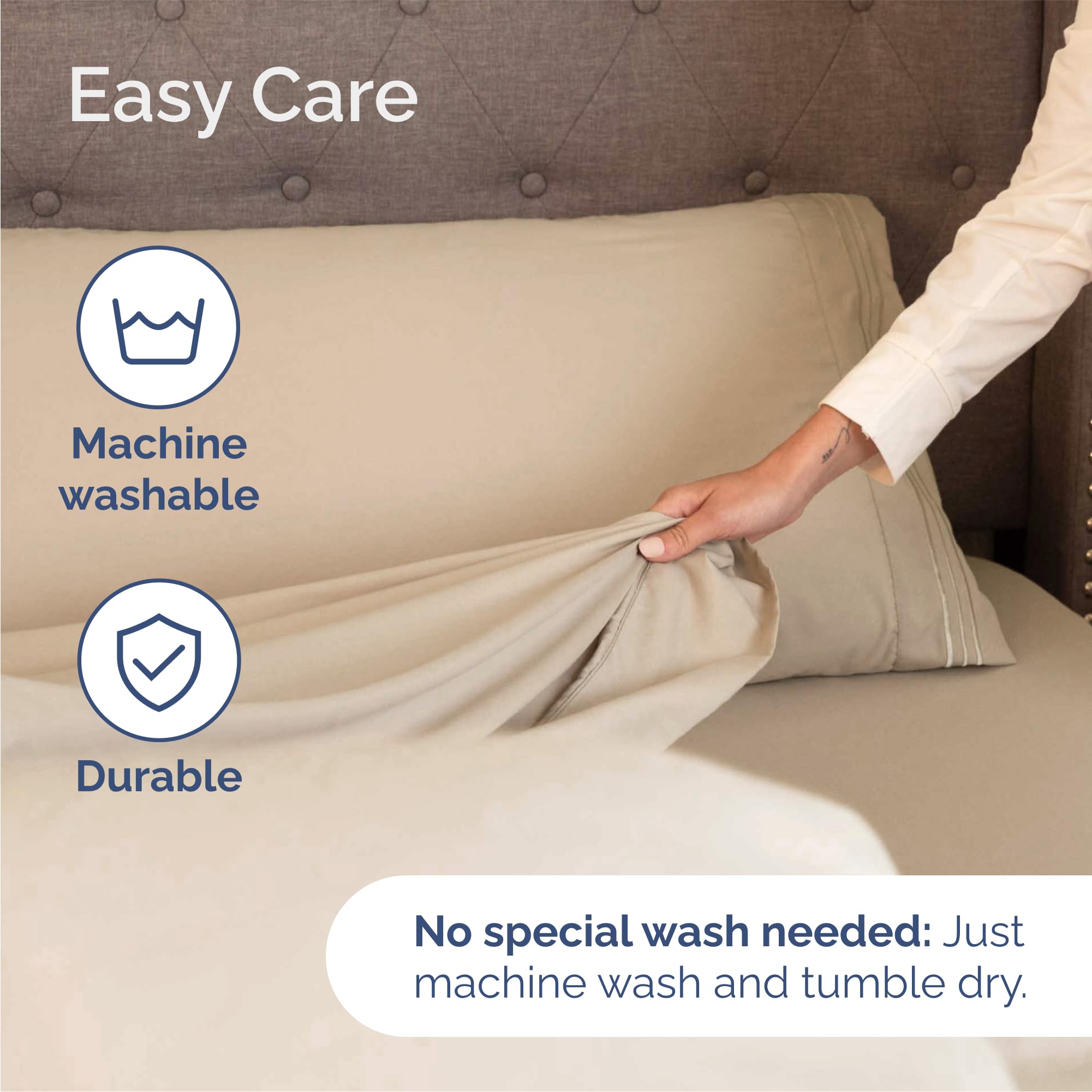 Queen Size 4 Piece Sheet Set - Comfy Breathable & Cooling Sheets - Hotel Luxury Bed Sheets for Women & Men - Deep Pockets, Easy-Fit, Extra Soft & Wrinkle Free Sheets - Cream Oeko-Tex Bed Sheet Set 🍁 All In One Marketplace Canada