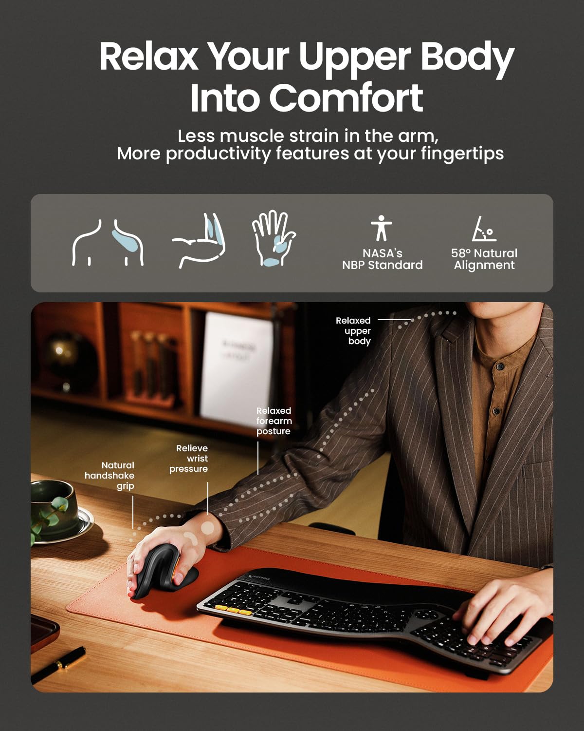 ProtoArc Ergonomic Vertical Mouse, EM11 NL Bluetooth Mouse Wireless Rechargeable Mice with 3 Devices (Bluetooth or USB), Vertical Wireless Mouse for Computer, iPad, Mac, Windows (Black) 🍁 All In One Marketplace Canada