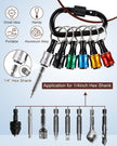 Upgrade, Push to Unlock,katerk 6pcs 1/4 inch Hex Shank Aluminum Alloy Screwdriver Bits Holder Light-weight Quick-change Extension Bar Keychain Drill Screw Adapter Change Portable, With Black Carabiner 🍁 All In One Marketplace Canada