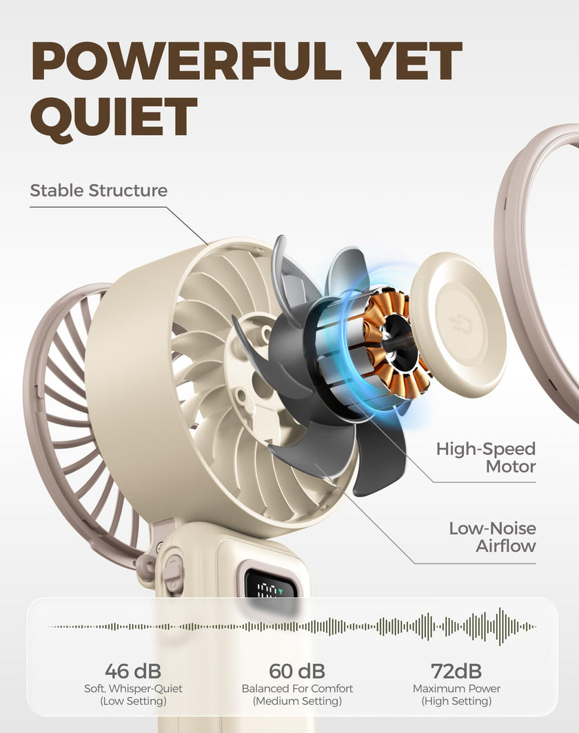 Diveblues Portable Hand Fan - Mini USB Rechargeable Handheld Fan Up to 12 Hours Cooling, 1-100 Speed Personal Fan with Turbo Airflow, 180° Foldable Desk Fan for Office & Bedroom & Travel & Commuting 🍁 All In One Marketplace Canada