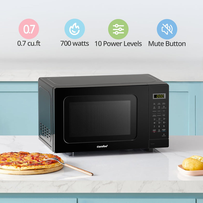 COMFEE' CM-M201K(BK) Countertop Microwave Oven with Express Cook, 6 Preset Menus and Kitchen Timer, 20L, 700W, Black 🍁 All In One Marketplace Canada