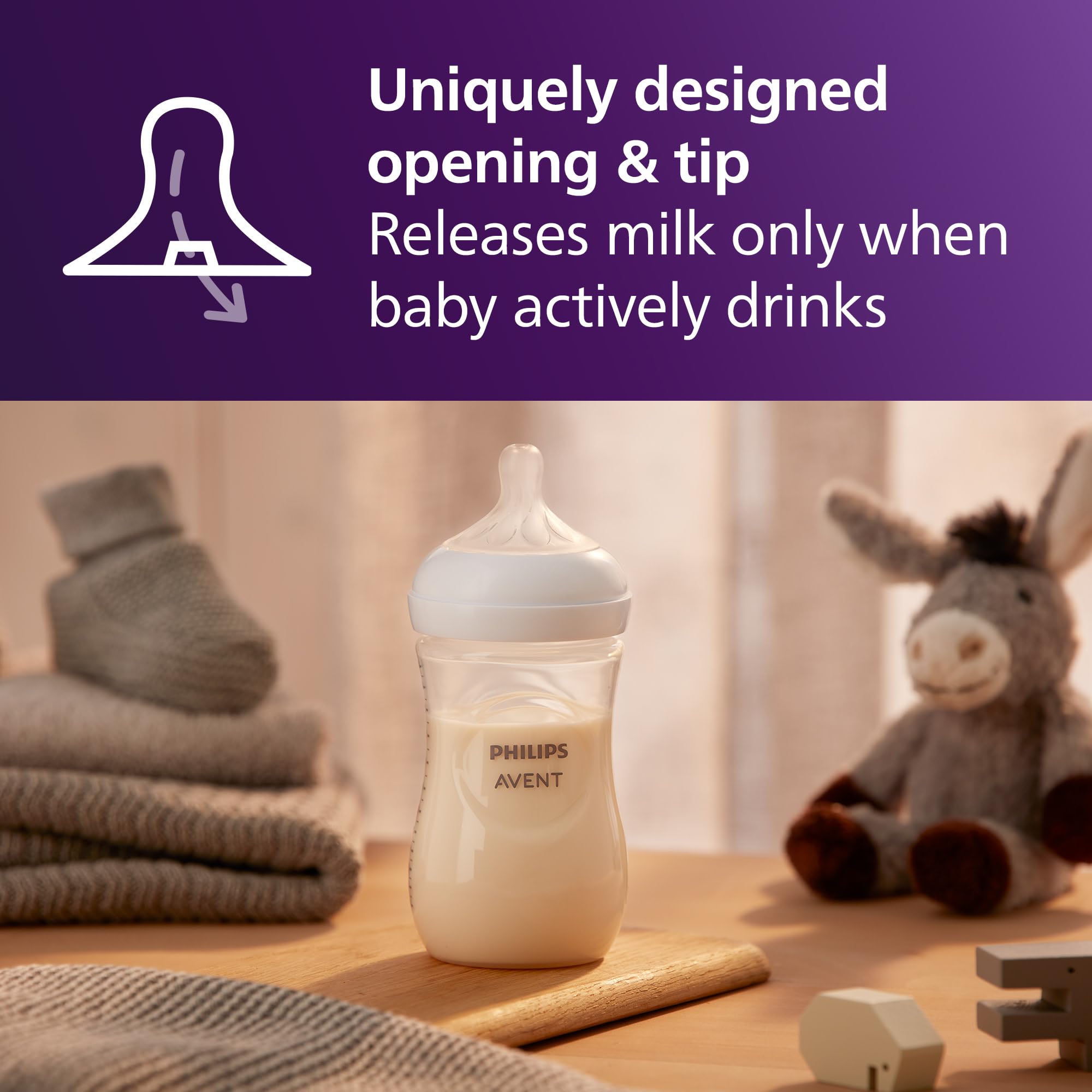 Philips Avent Natural Baby Bottles with Natural Response Nipples (Medium Flow, Flow 3), 9oz, 3-pack, SCY903/03 🍁 All In One Marketplace Canada