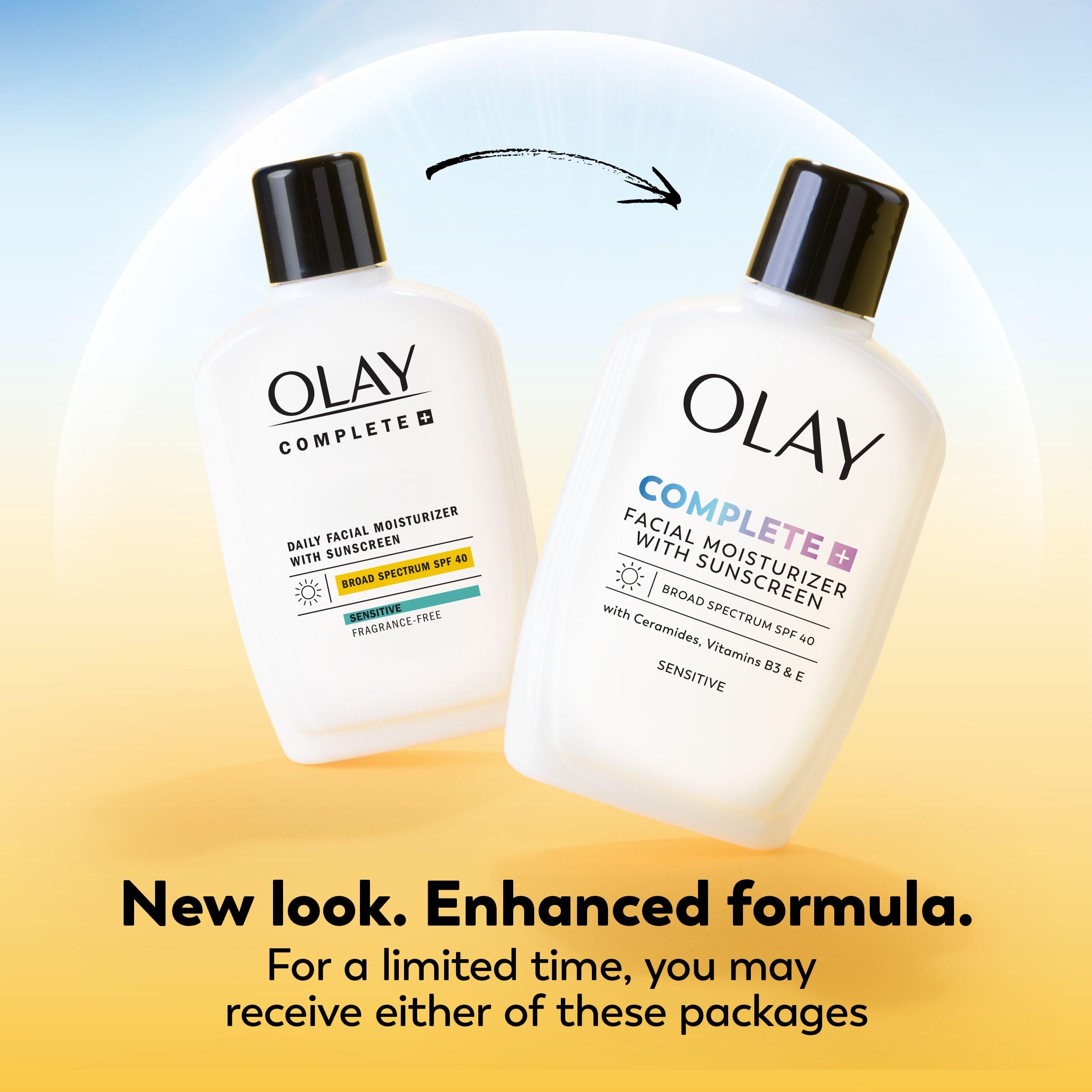 Olay Complete+ Face Moisturizer with Sunscreen SPF 40, For Sensitive Skin, Broad Spectrum Sun Protection, Fragrence-Free - No White Cast on All Tones, Nourishes Moisture Barrier - Ceramides, 177 mL 🍁 All In One Marketplace Canada