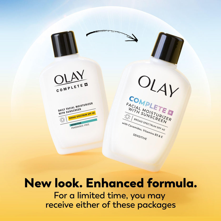 Olay Complete+ Face Moisturizer with Sunscreen SPF 40, For Sensitive Skin, Broad Spectrum Sun Protection, Fragrence-Free - No White Cast on All Tones, Nourishes Moisture Barrier - Ceramides, 177 mL 🍁 All In One Marketplace Canada