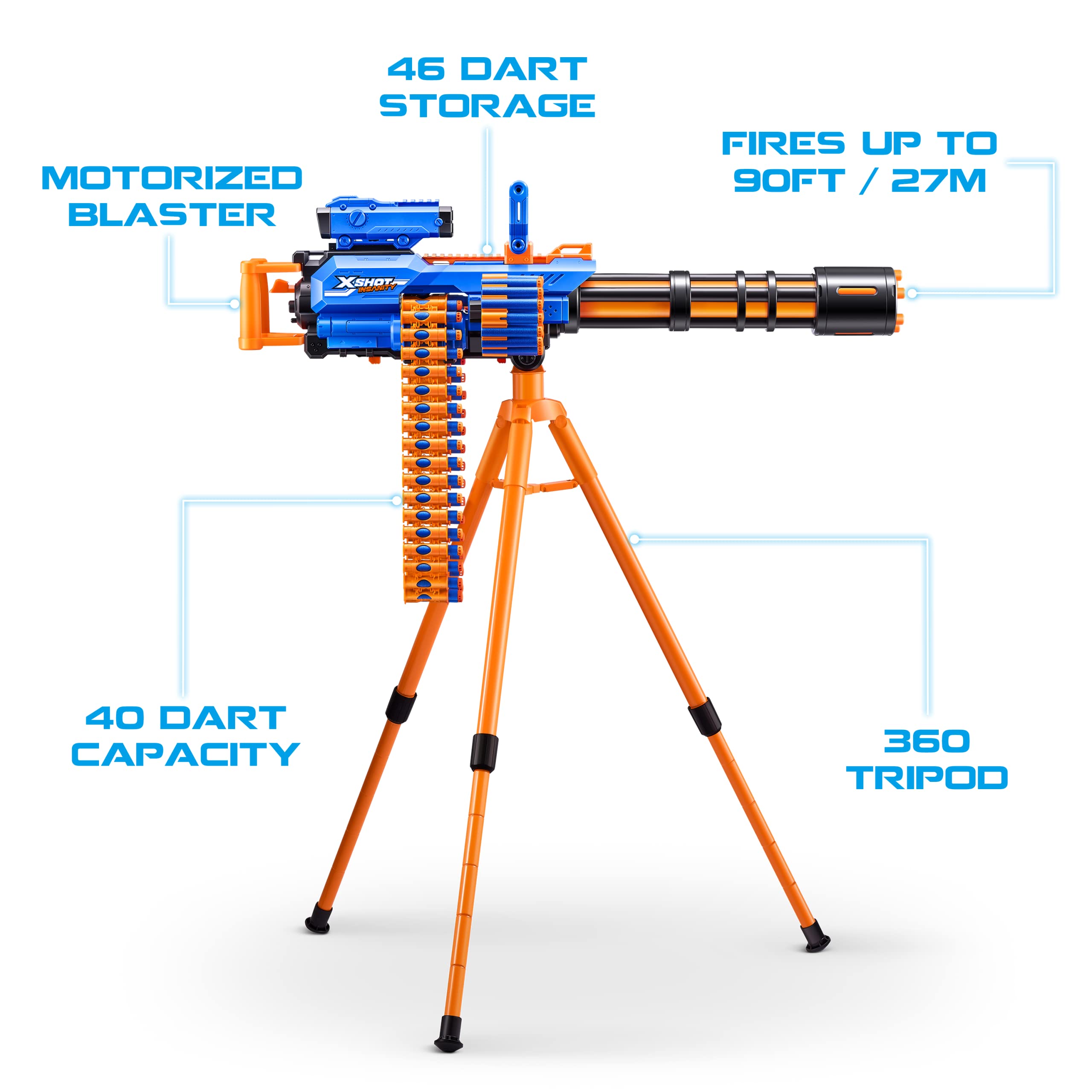 X-Shot Insanity Motorized Rage Fire by ZURU with 72 Darts, Motorized Blasting Power, Auto Feeding Belt, Tripod and Scope, Outdoor Toy for Boys and Girls, Teens and Adults 🍁 All In One Marketplace Canada