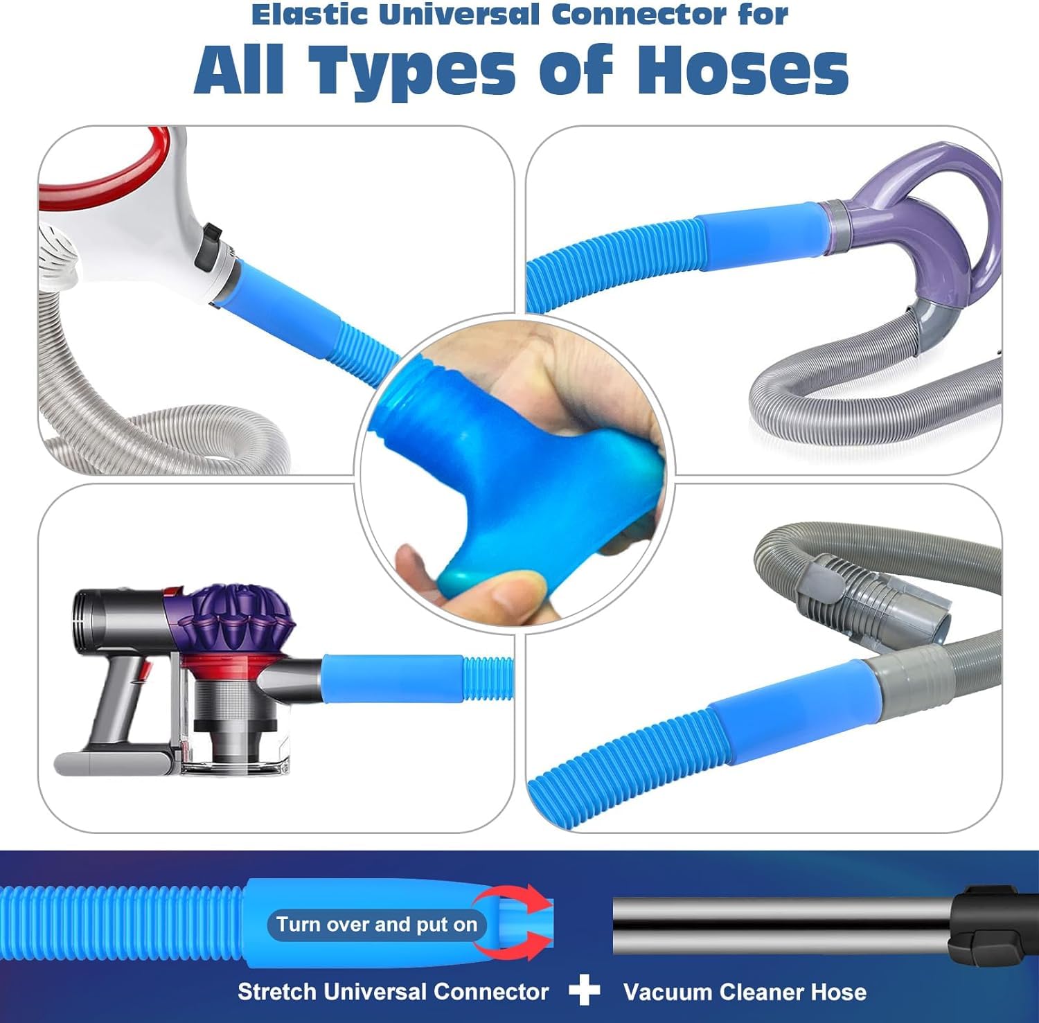 PetOde 2 Pieces Dryer Vent Cleaning Kit, Dryer Vent Cleaner Lint Vacuum Attachment Compatible with Most Vacuum Cleaner and Flexible Dryer Lint Brush, Stretch Universal Connector Lint Remover, Blue 🍁 All In One Marketplace Canada