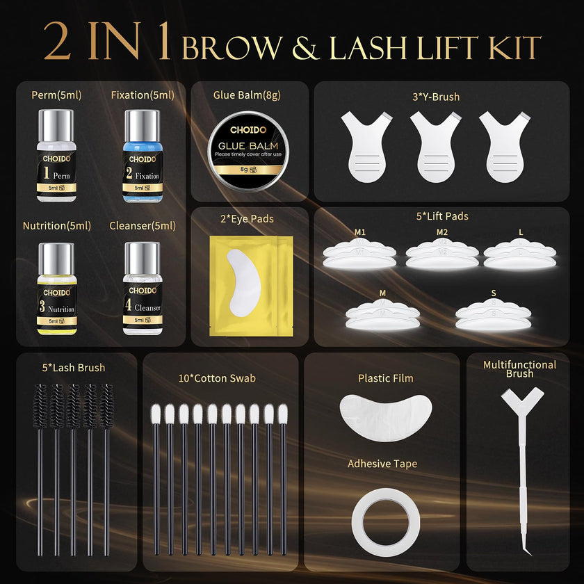 Lash Lift & Brow Lamination Kit 2-in-1, Professional DIY Eyelash Perm for Home Use & Salon, Long-Lasting Curl Effect Up to 8 Weeks - Easy Application 🍁 All In One Marketplace Canada