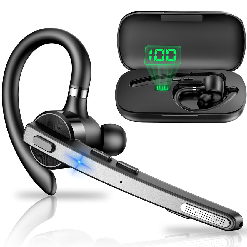 New bee Bluetooth Headset V5.1, 72H Talktime Wireless Bluetooth Earpiece for Cellphone with 500mah Charging Case Dual Mic Noise Cancelling Hands-Free Earphones for Office Driver Calls 🍁 All In One Marketplace Canada