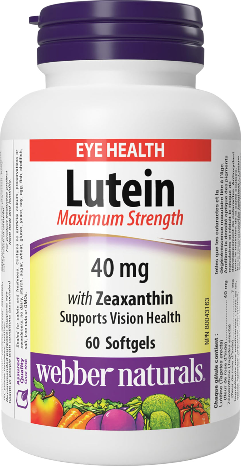 Webber Naturals Lutein 40 mg, 60 Softgels, Extra Strength Eye Support Supplement with Zeaxanthin 🍁 All In One Marketplace Canada