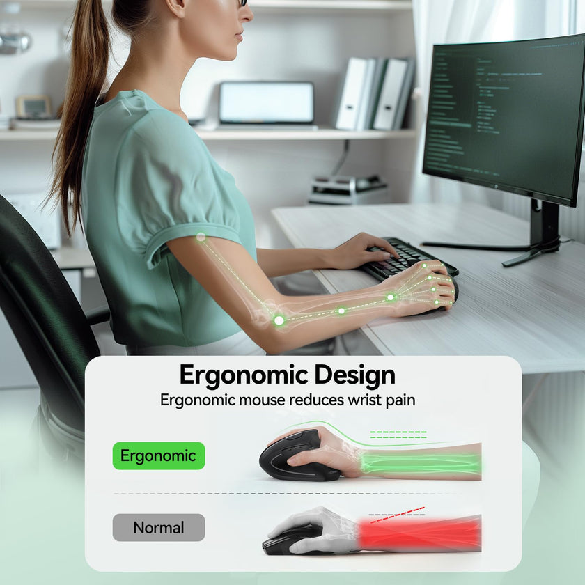 TECKNET Ergonomic Mouse, Rechargeable Vertical Ergo Mouse Wireless, Silent 2.4GHz 6 Buttons Optical Carpal Tunnel Mouse, 5 Adjustment Levels, Up to 4800DPI Wireless Mouse for Laptop, Desktop, PC 🍁 All In One Marketplace Canada