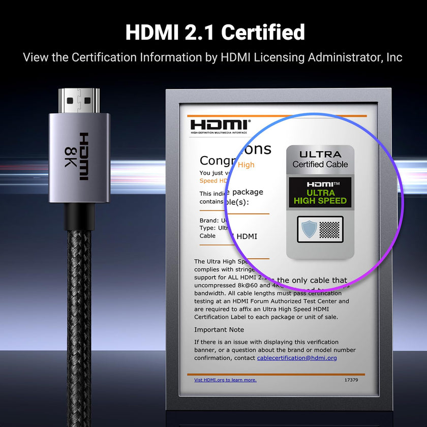 UGREEN 10K 8K HDMI 2.1 Cable 48Gbps 6.6FT, Certified 8K@60Hz 4K@120Hz 144Hz High Speed Gaming Cable Braided Cord, eARC HDCP 2.3 Dynamic HDR Compatible for HDTV/PS5/Xbox/SoundBar/RTX3090/Blu-ray 🍁 All In One Marketplace Canada
