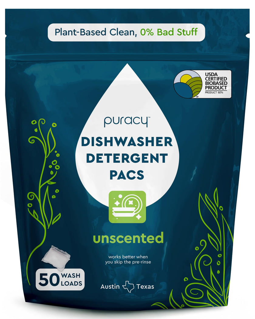 Puracy Dishwasher Pods, Natural Dishwasher Detergent, Free & Clear Dish tabs - Enzyme-Powered, Spot & Residue Free - TikTok Trend Items, Must Haves from TikTok Made Me Buy It (Free & Clear, 50 Count) 🍁 All In One Marketplace Canada