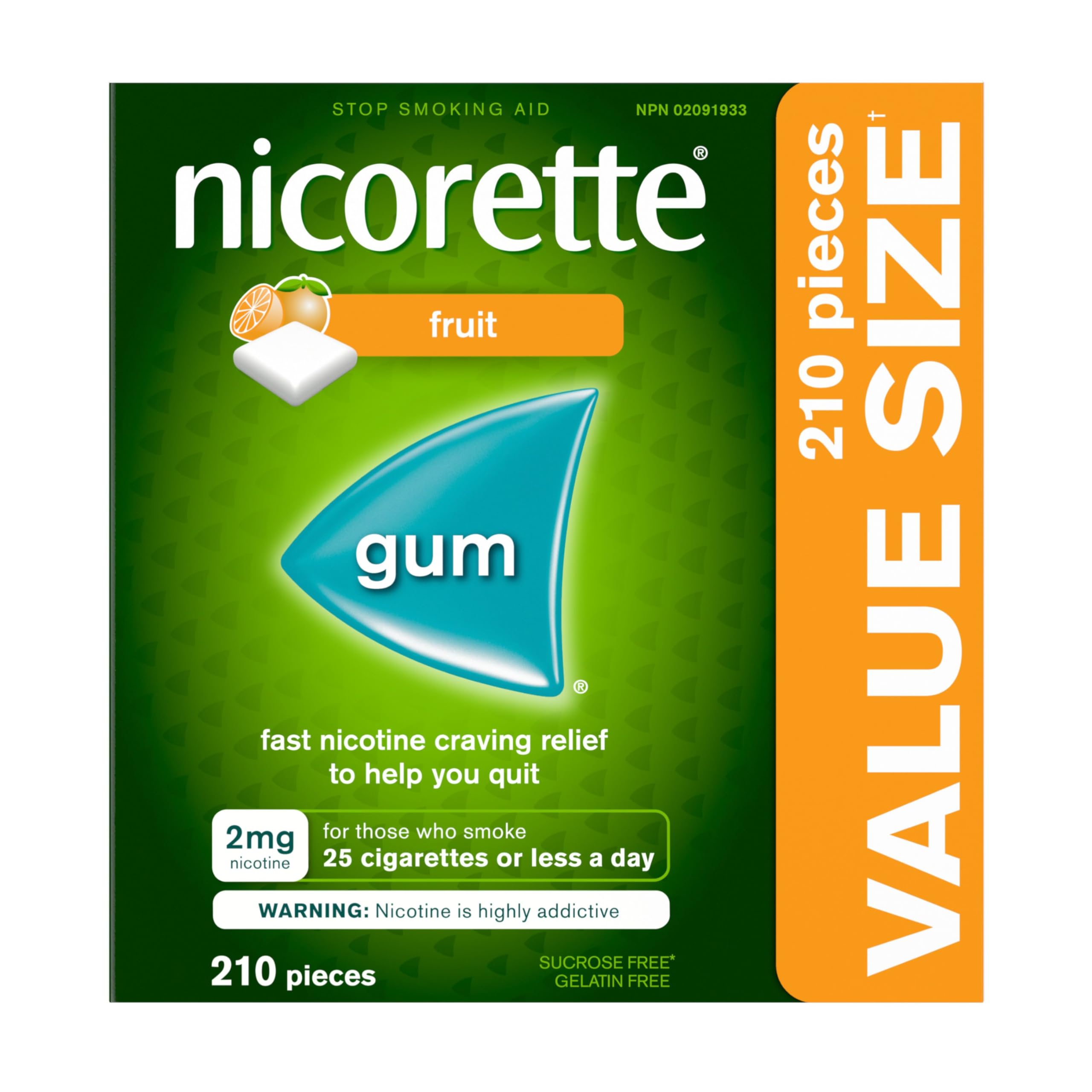 Nicorette 2mg Nicotine Gum, Fruit – Quit Smoking Aid with Fast Craving & Withdrawal Relief, Nicotine Replacement Therapy (NRT), 210 Pieces (Value Size) 🍁 All In One Marketplace Canada