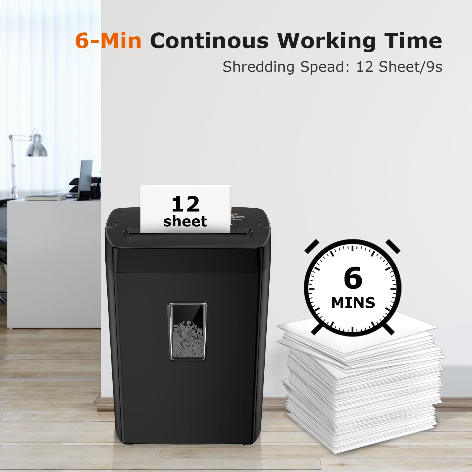 Bonsaii 12-Sheet Cross Cut Paper Shredder, 5.5 Gal Home Office Heavy Duty Shredder for Paper, Credit Card, Mail, Staples, with Transparent Window, High Security Level P-4 (C275-A) 🍁 All In One Marketplace Canada