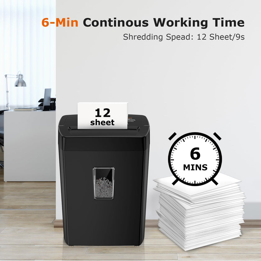 Bonsaii 12-Sheet Cross Cut Paper Shredder, 5.5 Gal Home Office Heavy Duty Shredder for Paper, Credit Card, Mail, Staples, with Transparent Window, High Security Level P-4 (C275-A) 🍁 All In One Marketplace Canada