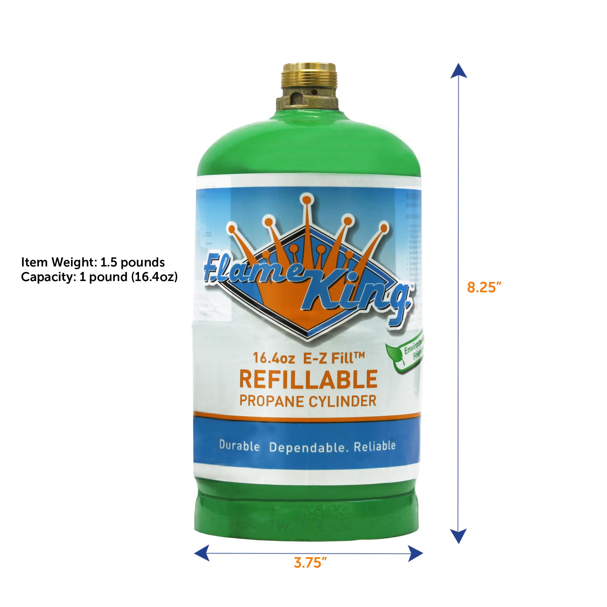 Flame King Refillable 1LB Empty Propane Cylinder Tank - Reusable - Safe and Legal Refill Option - DOT Compliant-16.4 oz (2-Pack), Green (YSN164-2) 🍁 All In One Marketplace Canada