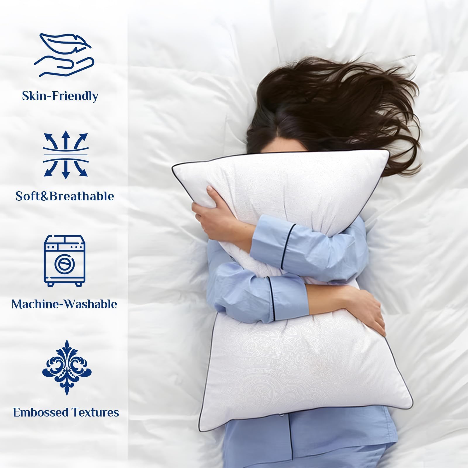 JOLLYVOGUE King Size Pillows 2 Pack for Sleeping, Soft and Supportive Bed Pillows for Side Back and Stomach Sleeper, Down Alternative Hotel Collection Pillows 2 Pack 🍁 All In One Marketplace Canada