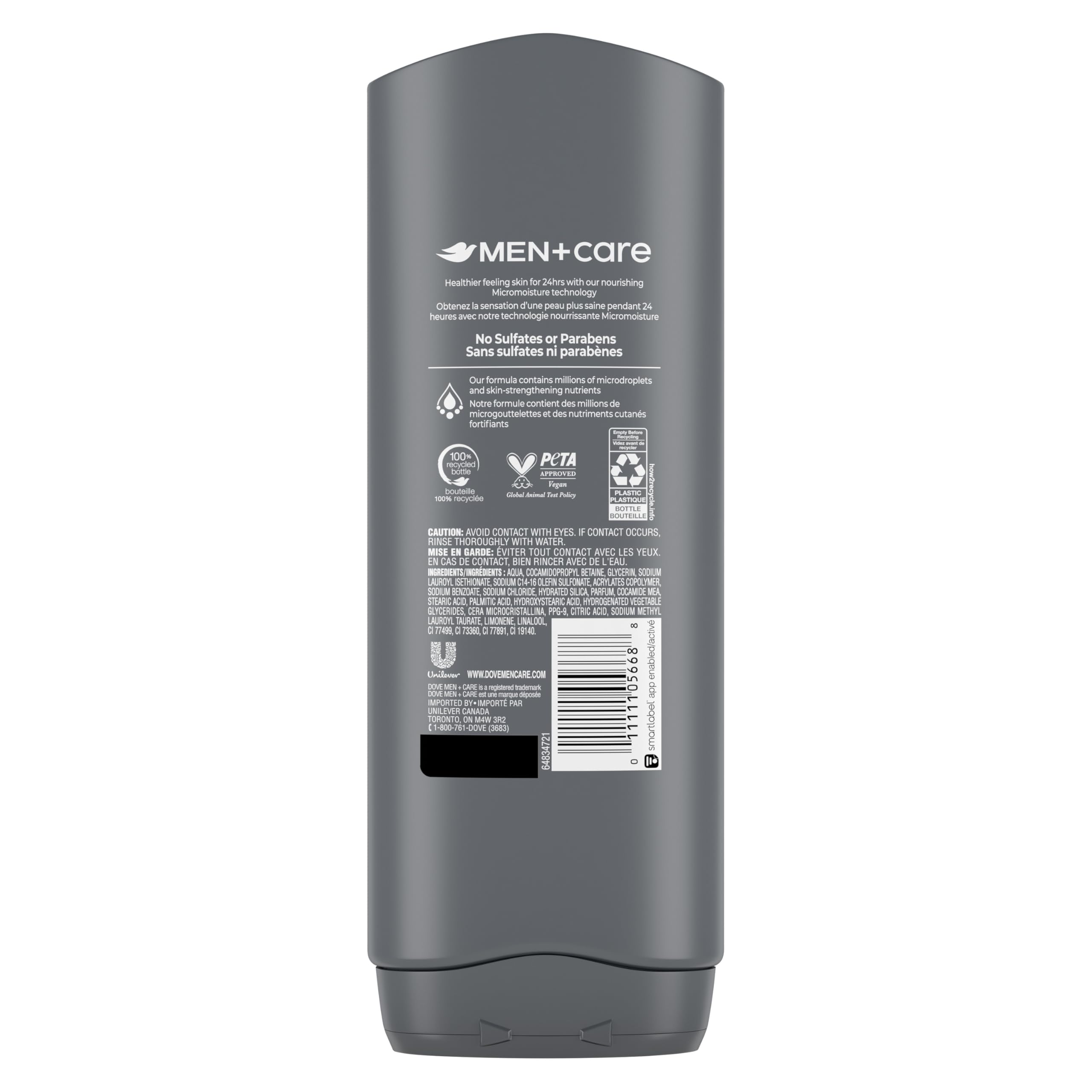 Dove Men+Care Body and Face Wash with 24-hour Nourishing Micromoisture, Deep Clean, Men's Body Wash, 532mL (Pack of 4) 🍁 All In One Marketplace Canada
