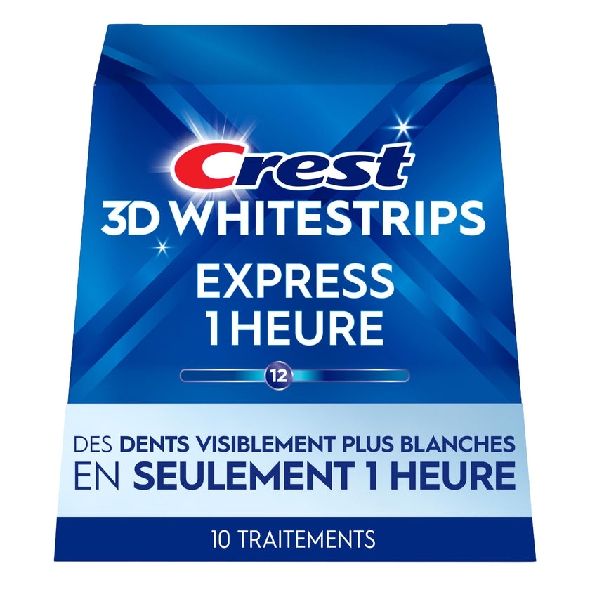Crest 3D Whitestrips 1-Hour Express At-home Teeth Whitening Kit, 10 Treatments, 12 Levels Whiter for Fast Whitening 🍁 All In One Marketplace Canada