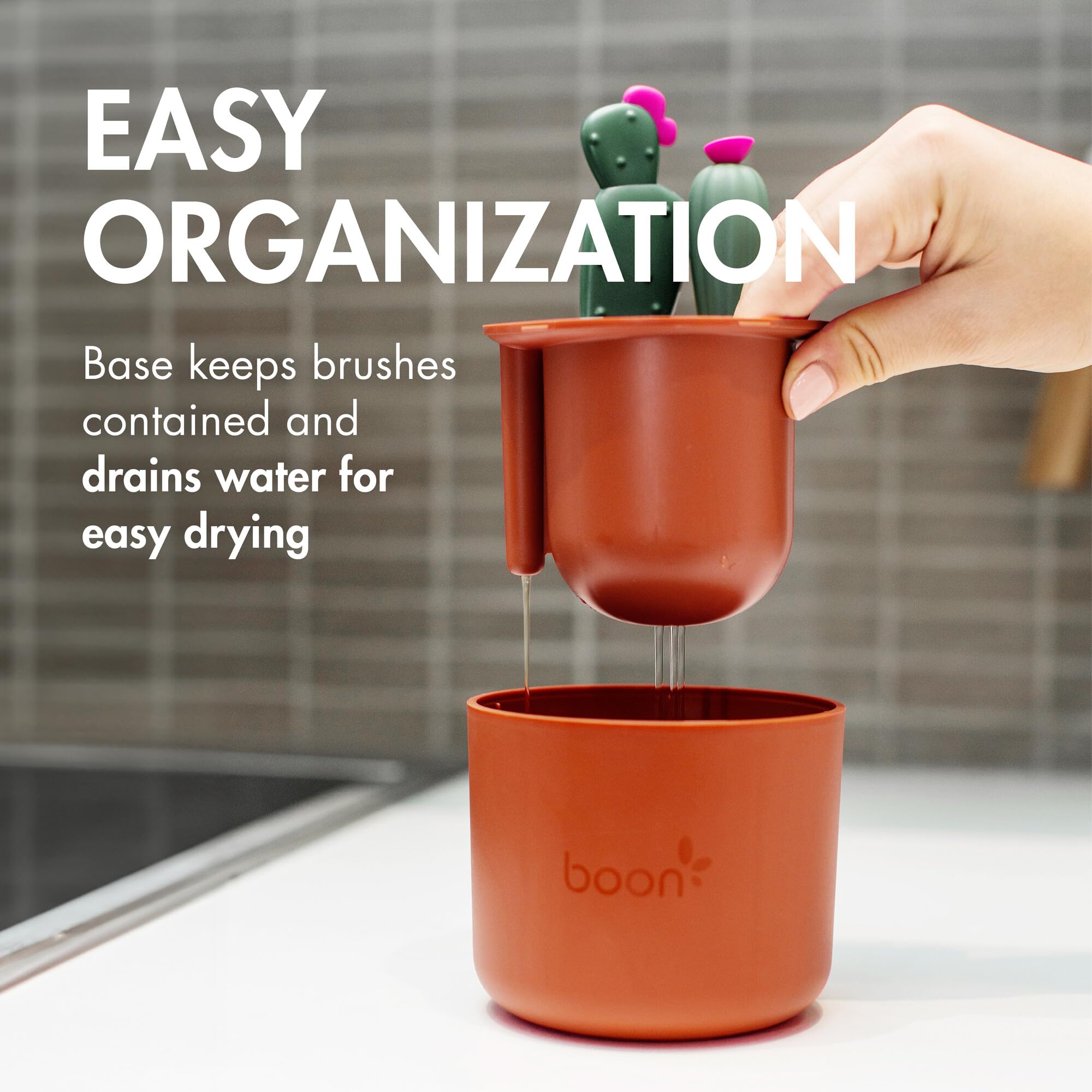 Boon Cacti Bottle Cleaning Brush Set, Terracotta , 4 Piece Set 🍁 All In One Marketplace Canada