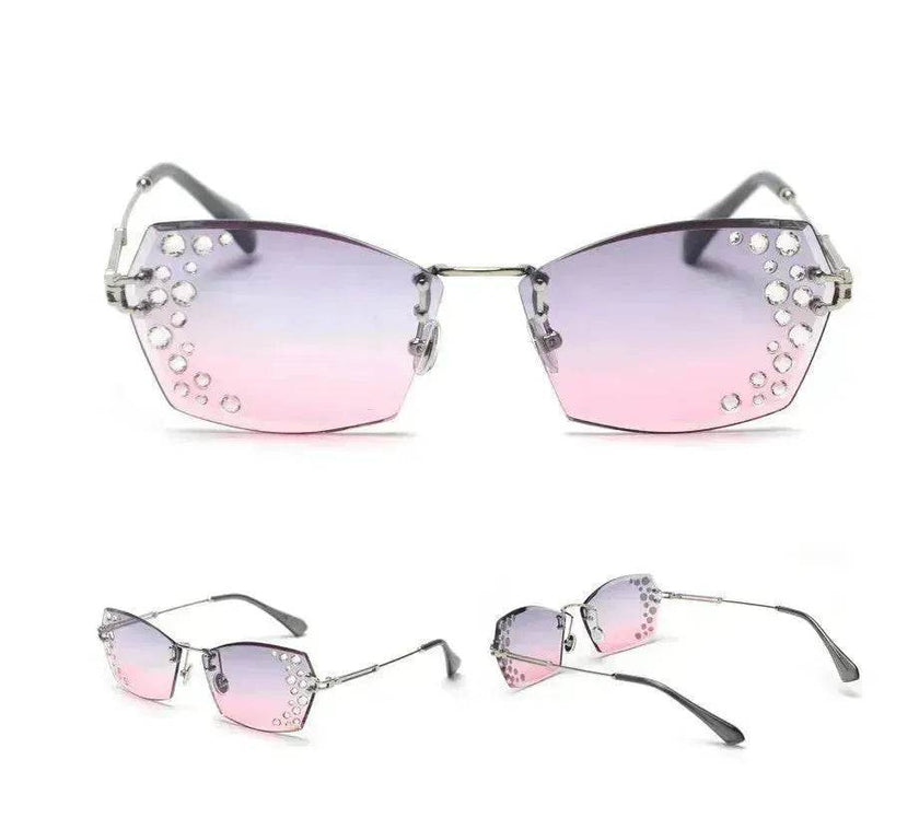Fashion Trendy Classy Frameless Crystal Sunglasses Women Shades Rimless Rhinestone Sun Glasses Female diamonds Party Eyewear