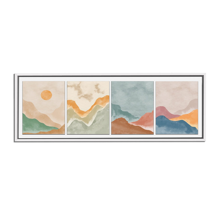 Toile d'art mural représentant 4 scènes de paysage - Art minimaliste abstrait - Grande décoration murale - Vernis RGB