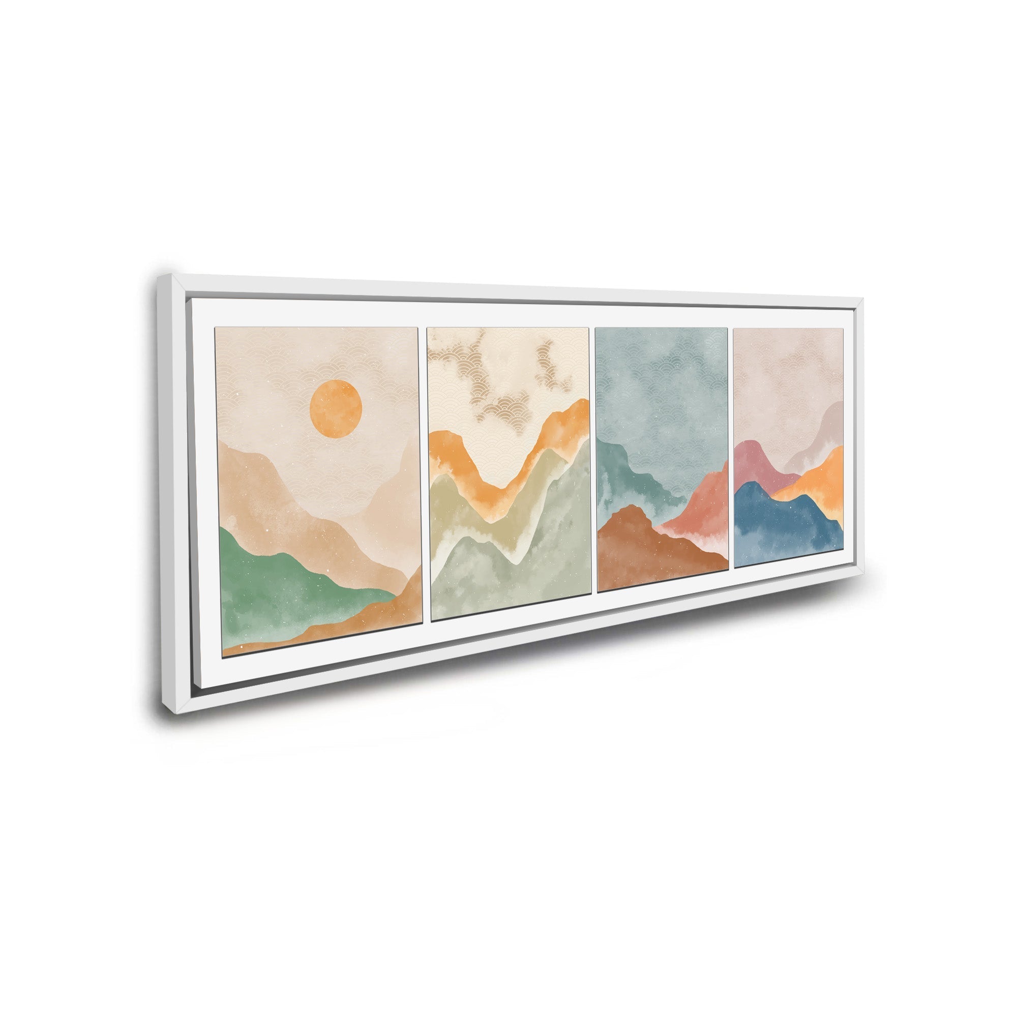 Toile d'art mural représentant 4 scènes de paysage - Art minimaliste abstrait - Grande décoration murale - Vernis RGB