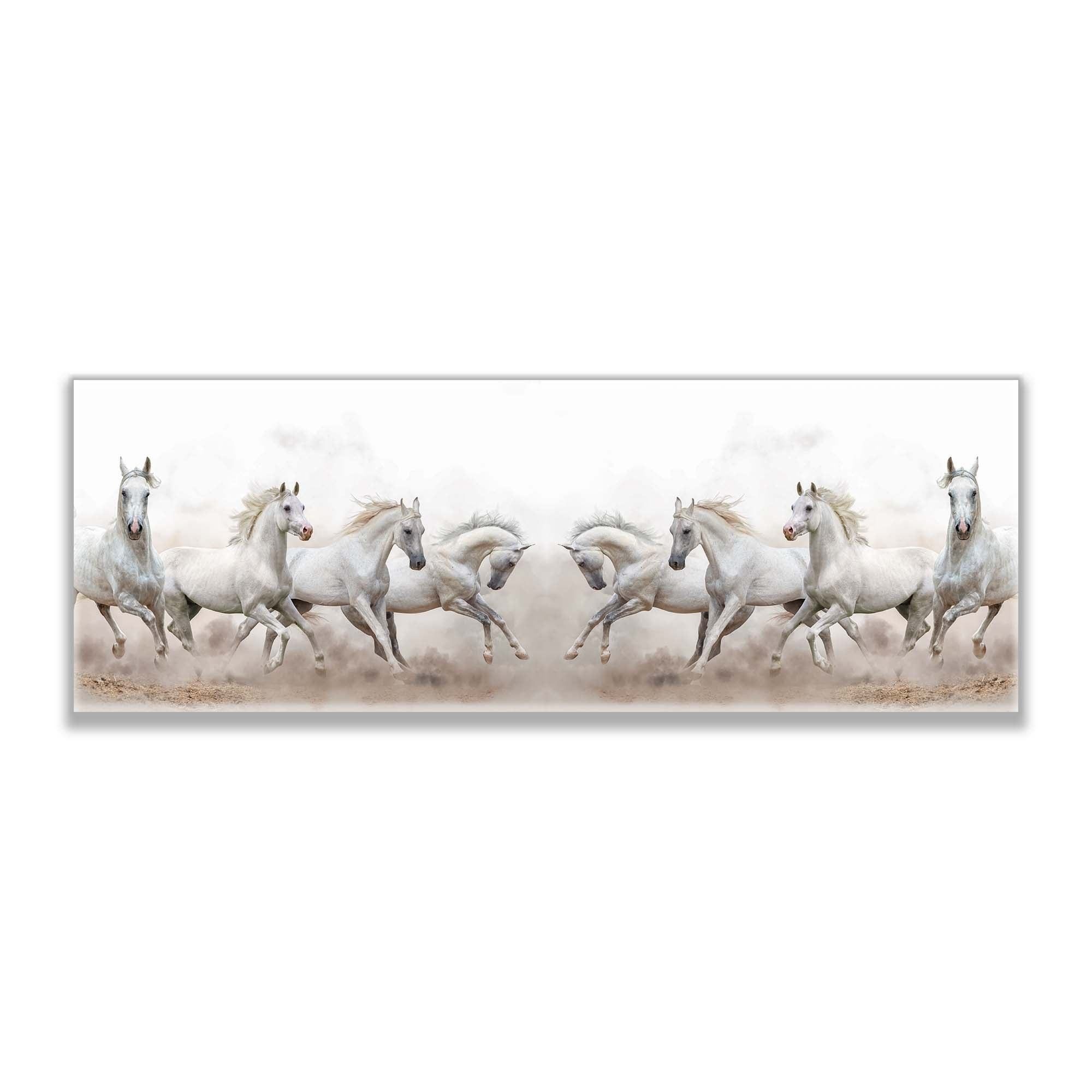 Toile représentant des chevaux arabes devant un ciel blanc - Art mural