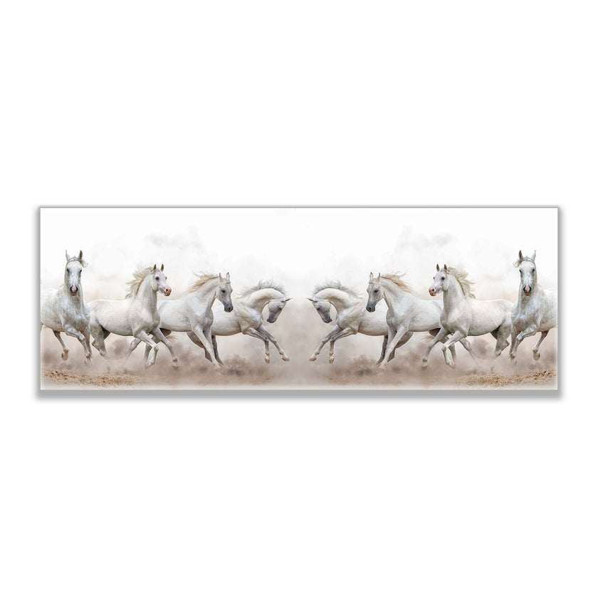 Toile représentant des chevaux arabes devant un ciel blanc - Art mural