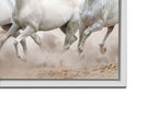 Toile représentant des chevaux arabes devant un ciel blanc - Art mural