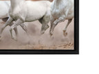 Toile représentant des chevaux arabes devant un ciel blanc - Art mural