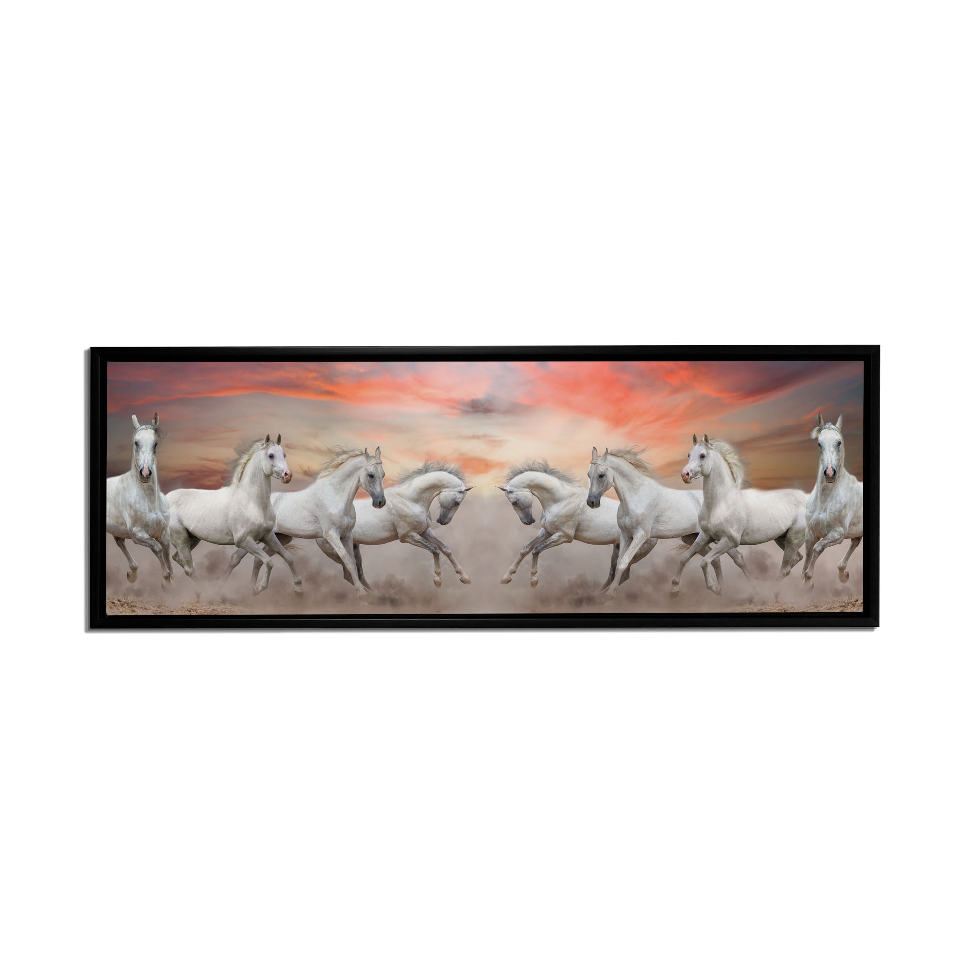 Toile représentant des chevaux arabes devant un ciel blanc - Art mural