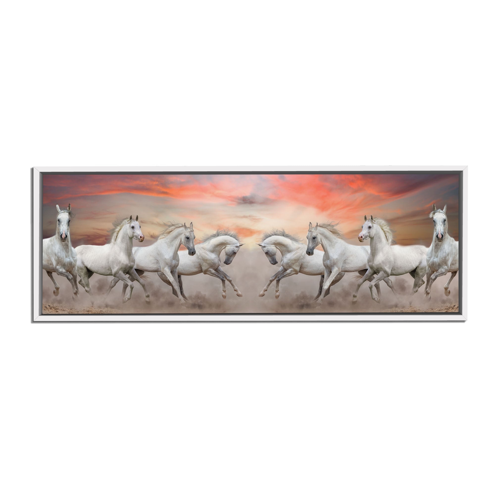 Toile représentant des chevaux arabes devant un ciel blanc - Art mural
