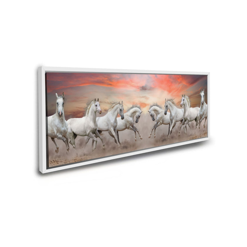 Toile représentant des chevaux arabes devant un ciel blanc - Art mural