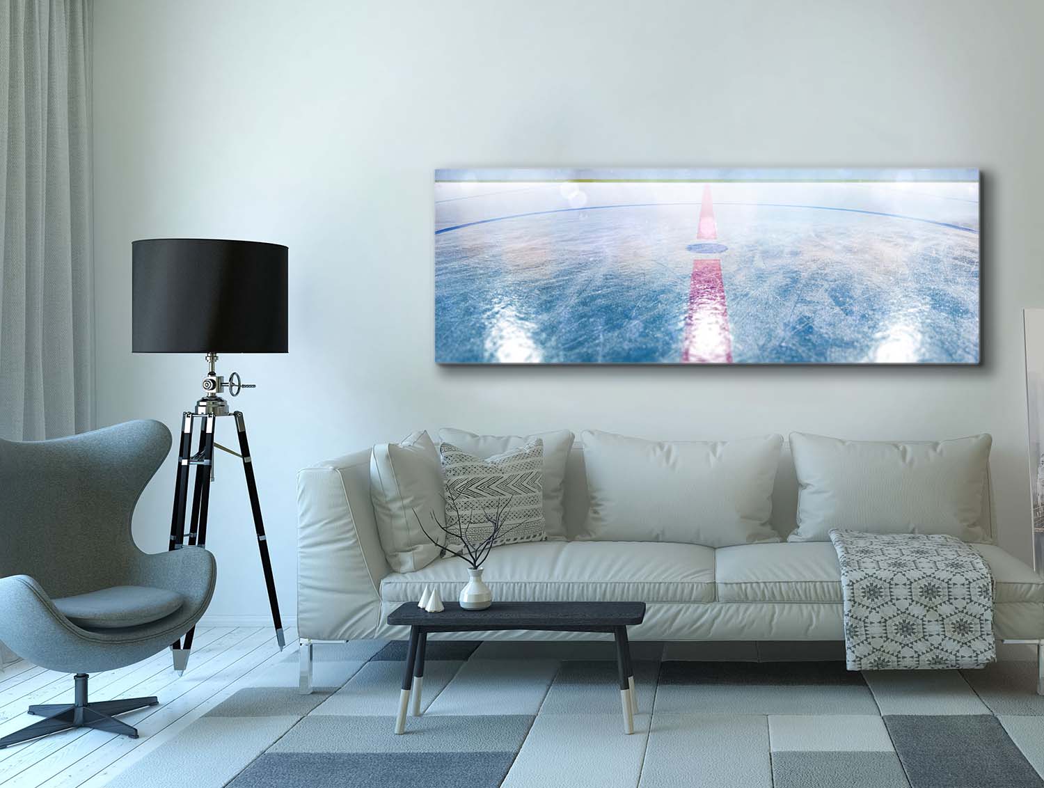 Art mural - Hockey sur glace - Reproduction d'œuvre d'art - Impression sur toile - Finition argentée