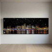 Miami de nuit - Horizon de la ville - Décoration murale sur toile - Vernis RGB
