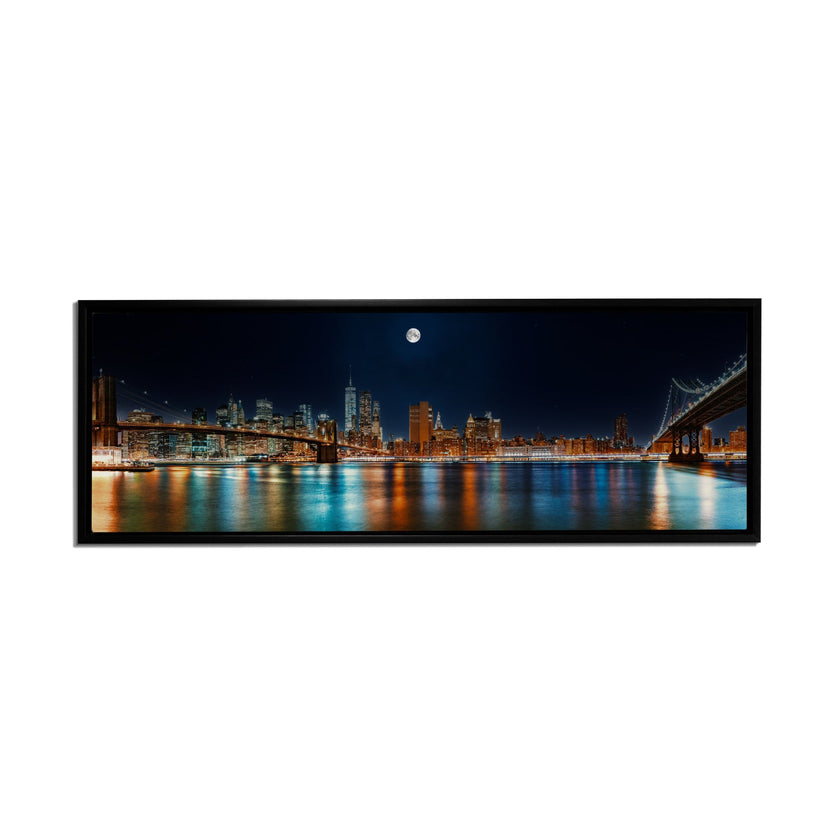 Grand tableau sur toile - Skyline de New York sous la lune - Impression sur toile