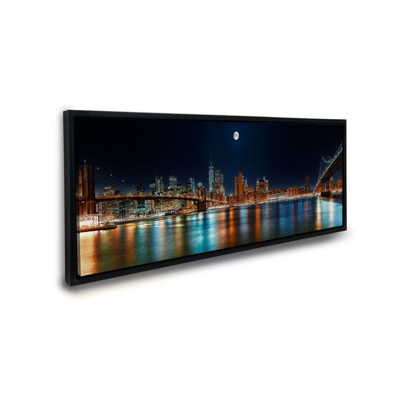 Grand tableau sur toile - Skyline de New York sous la lune - Impression sur toile