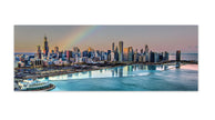 Vue nocturne de la baie de Chicago - Horizon de la ville - Grand tableau sur toile