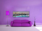 Vue nocturne de la baie de Chicago - Horizon de la ville - Grand tableau sur toile