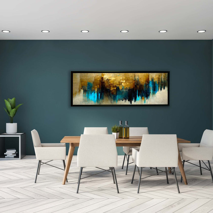 Wall Art Gold and Blue Abstract-Canvas Wall art- Fine Art