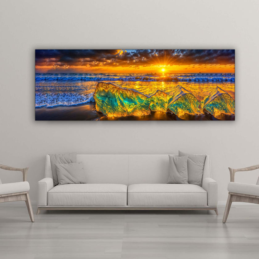 HDR Beach Rocks-Wall Art-Skyline-Canvas Print