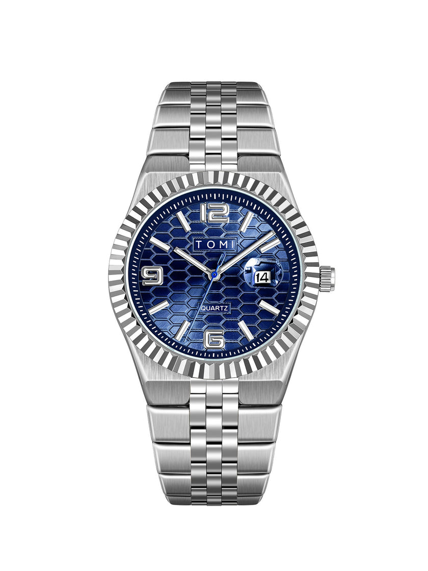 Men's Minimalist Quartz Watch – Classic Silver Dial Wristwatch
