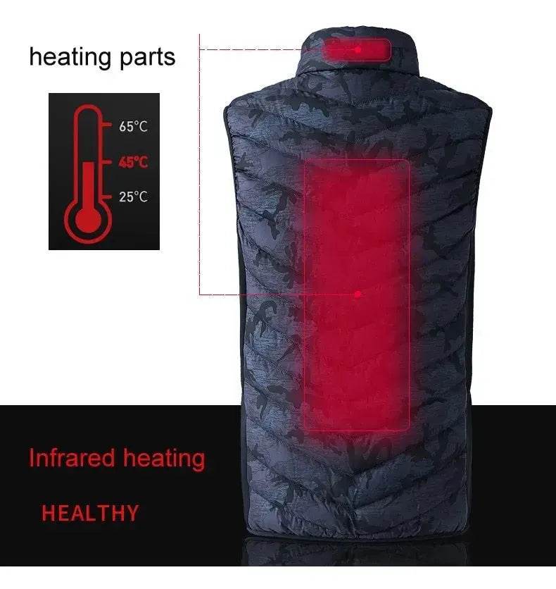 LoClimb Men's Camouflage USB Heated Vest Sleeveless Jacket for Hiking Skiing
