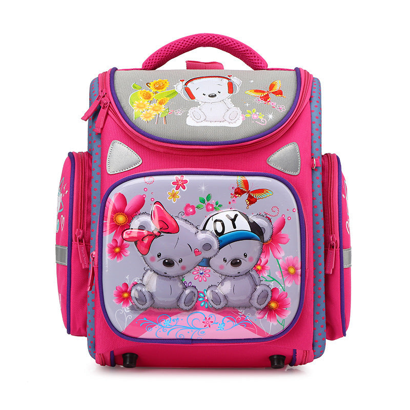Cartoon Bear Kids School Backpack – Cute Waterproof School Bag for Girls