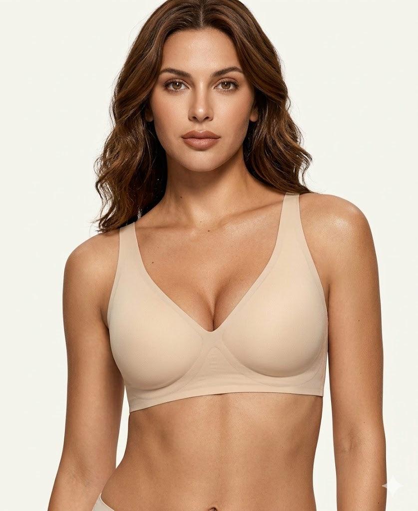 Women's Wireless Deep V Plunge Bralette with Jelly Band Support for Everyday Wear