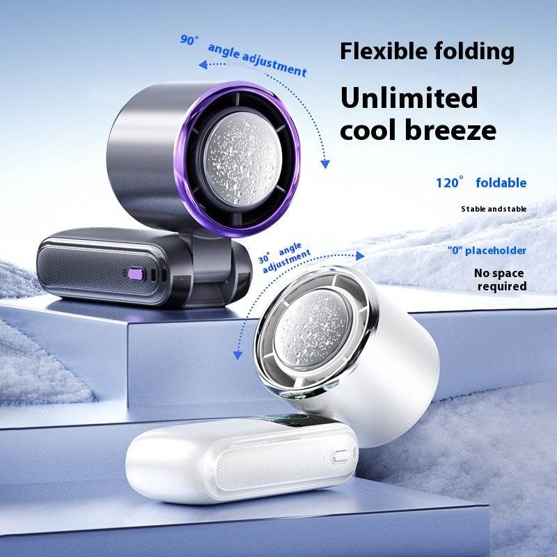 New Ice Pack High-Speed Handheld Eletirc Fan Speed Adjustable Folding Mini Fan Portable Outdoor Hanging Neck Small Fan