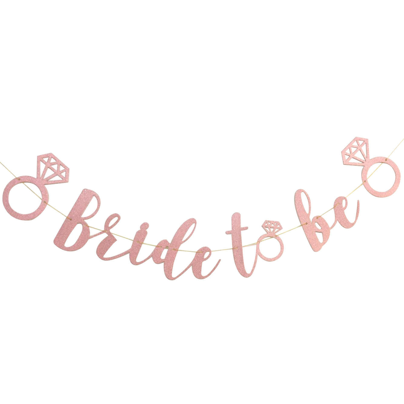 Wedding Party Decoration Banner – Glitter Pull Flag & Diamond Ring Pendant Set